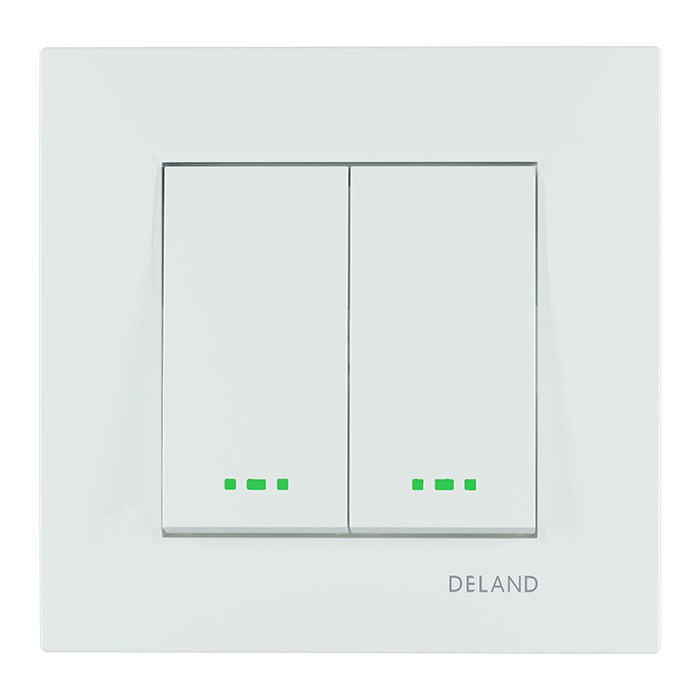 Deland Asa Series Flush-Mount Double Switch | 16 Amp - Dekoon Barghi