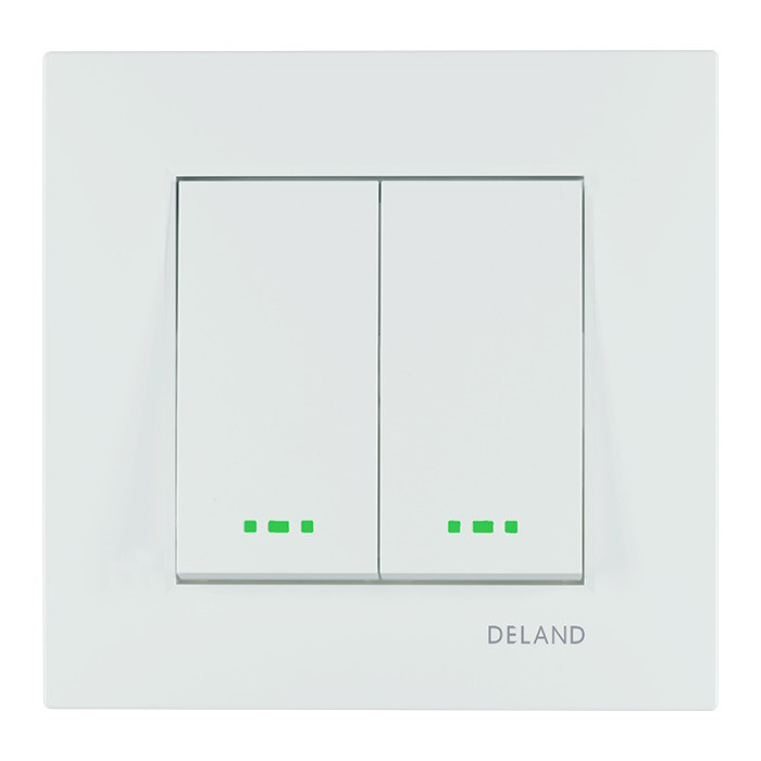 Deland Asa Series Flush-Mount Double Switch | 16 Amp - Dekoon Barghi