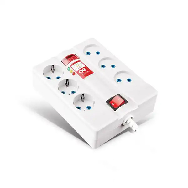 Part Electric 6-Outlet Surge Protector (Model 2160) with Voltage Display and CE Standard