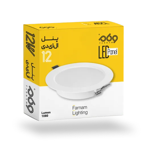 پنل ال ای دی 12 وات گرد توکار فرنامسه رنگ نور با 1080 لومن