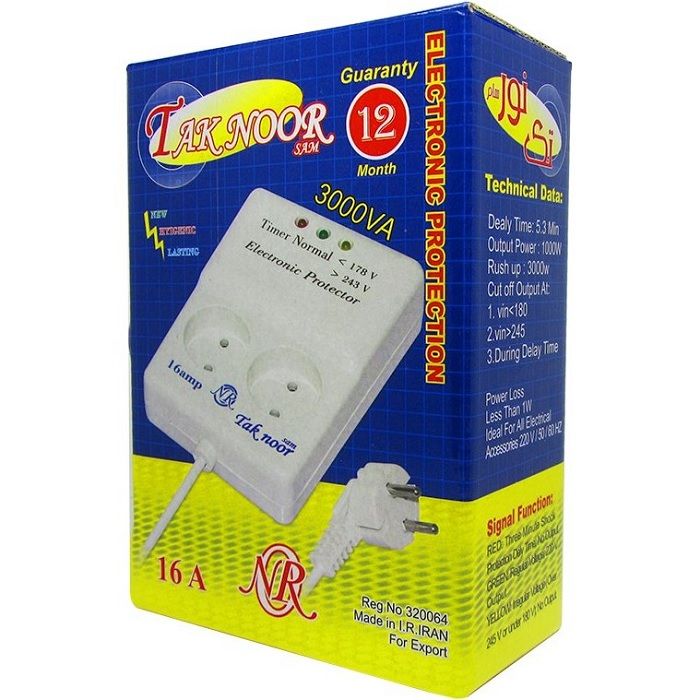 Taknoor Sam SN-2H Dual-Outlet Surge Protector | Refrigerator and Freezer Protector with 6-Minute Delay