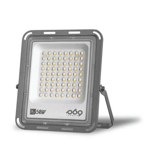 50W LED floodlight with IP67 protection rating and 5,500-lumen luminous flux.